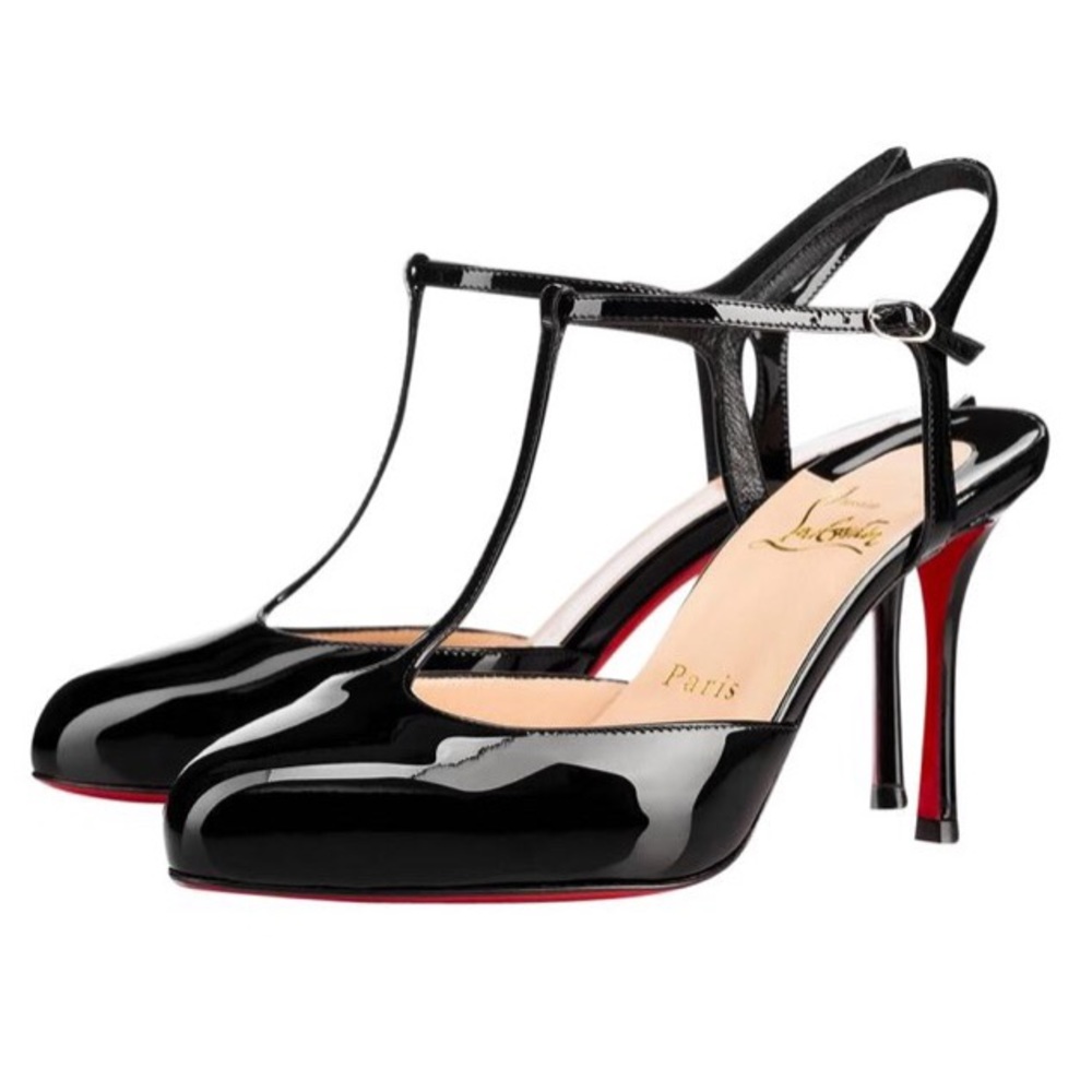 Christian Louboutin Black T Strap Pumps
